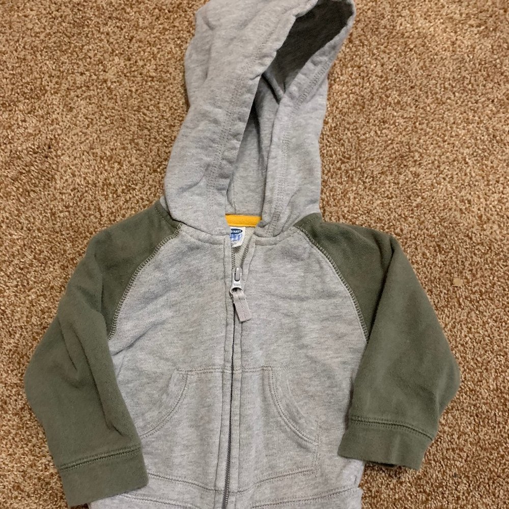 Old Navy hooded grey jacket 6-12M